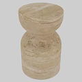 Light Brown Wooden Side Table with Minimalist Round Top and Cylindrical Base Natural Texture