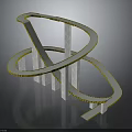 Spiral Track Structure With Yellow Edges Supported By White Pillars On Reflective Black Background