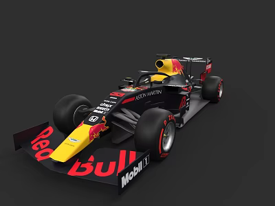 Red Bull Formula 1 Car With Black Yellow Livery Aerodynamic Design And Mobil 1 Logos 3d model