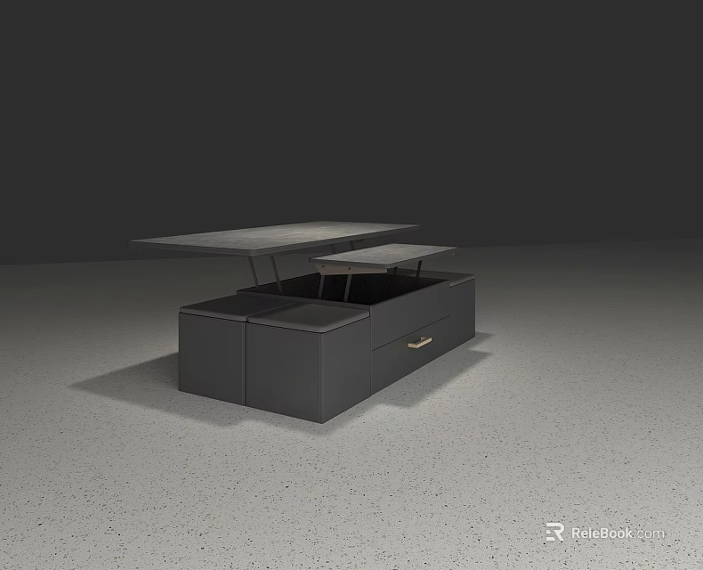 Modern Black Functional Desk With Openable Top Storage Drawer And Sleek Design 3d model