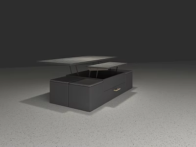 Modern Black Functional Desk With Openable Top Storage Drawer And Sleek Design 3d model