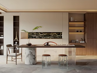 New Chinese Tea Room Tea Tasting Area Office Tea Room Villa Tea Room New Chinese Tea Table and Chair Combination New Chinese Tea Cabinet Tea Set Tea Tray Teapot 3d model