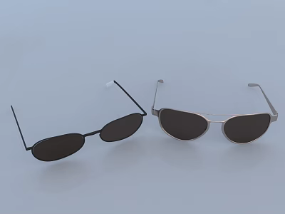 Stylish Sunglasses With Black And Silver Frames And Dark Lenses On Light Background 3d model