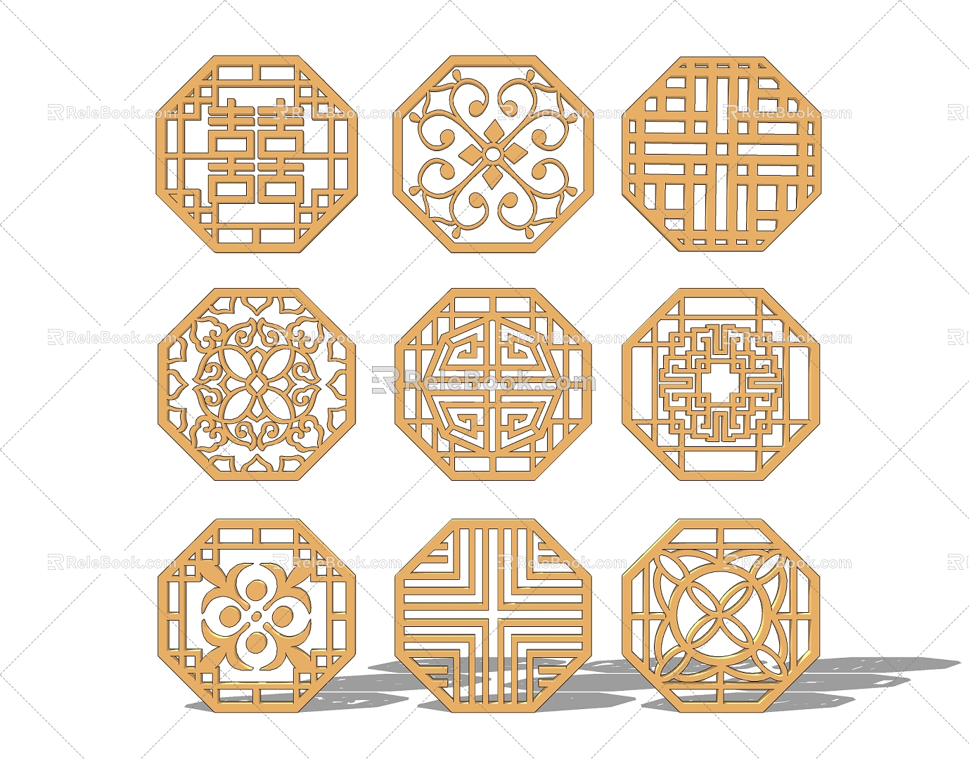 New Chinese-style openwork window pane 3d model