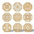 New Chinese-style openwork window pane 3d model