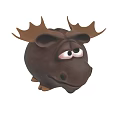 Cartoon Moose Game Movie Character With Big Antlers And Expressive Eyes