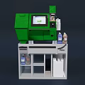Green Industrial Equipment Equipped With Display Screen Bottles And Storage Cabinet Below
