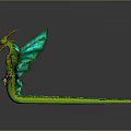 3D Rendered Green Dragon With Blue Green Wings Orange Horns And Yellow Belly