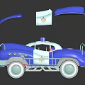 Blue and Red Toy Police Cars with Open Doors and Star Emblems
