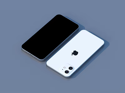 Stylish Apple Mobile Phones in Black and White with Sleek Design and Camera Lenses 3d model