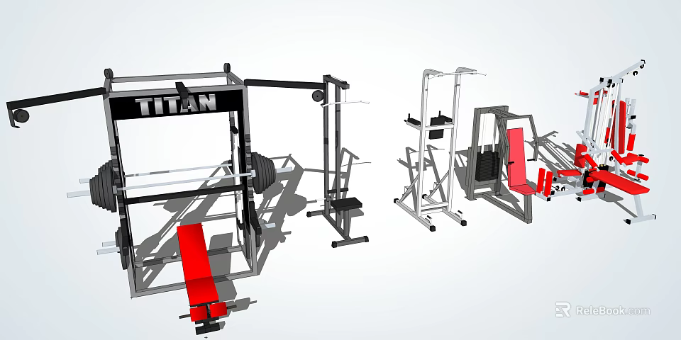 Titan Multi Functional Fitness Equipment With Power Rack Weight Bench And Dumbbell Rack 3d model 