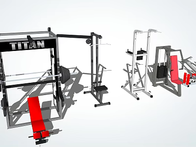 Titan Multi Functional Fitness Equipment With Power Rack Weight Bench And Dumbbell Rack 3d model