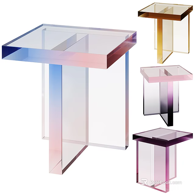 Modern Transparent Side Table With Gradient Colors And Sleek Stylish Design 3d model 