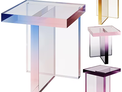 Modern Transparent Side Table With Gradient Colors And Sleek Stylish Design 3d model