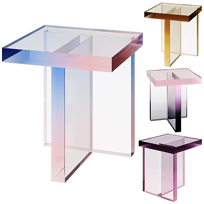 Modern Transparent Side Table With Gradient Colors And Sleek Stylish Design 3d model
