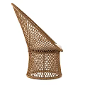 Comfortable Stylish Handwoven Wicker Leisure Chair with Round Design and Cream Cushion