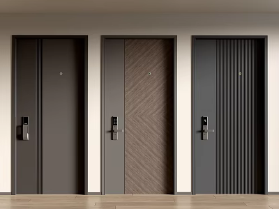 Modern double door entry door security door fire door unit door 3d model