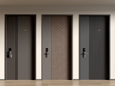 Modern double door entry door security door fire door unit door 3d model