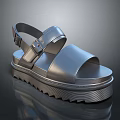 Modern Platform Sandals With Leather Straps And Wavy Sole Design 3d model