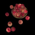 Ceramic Serving Bowl Filled With Fresh Red Apples On Black Background