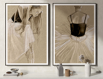 Modern Figure Painting Dance Room Hanging Painting Combination 3d model