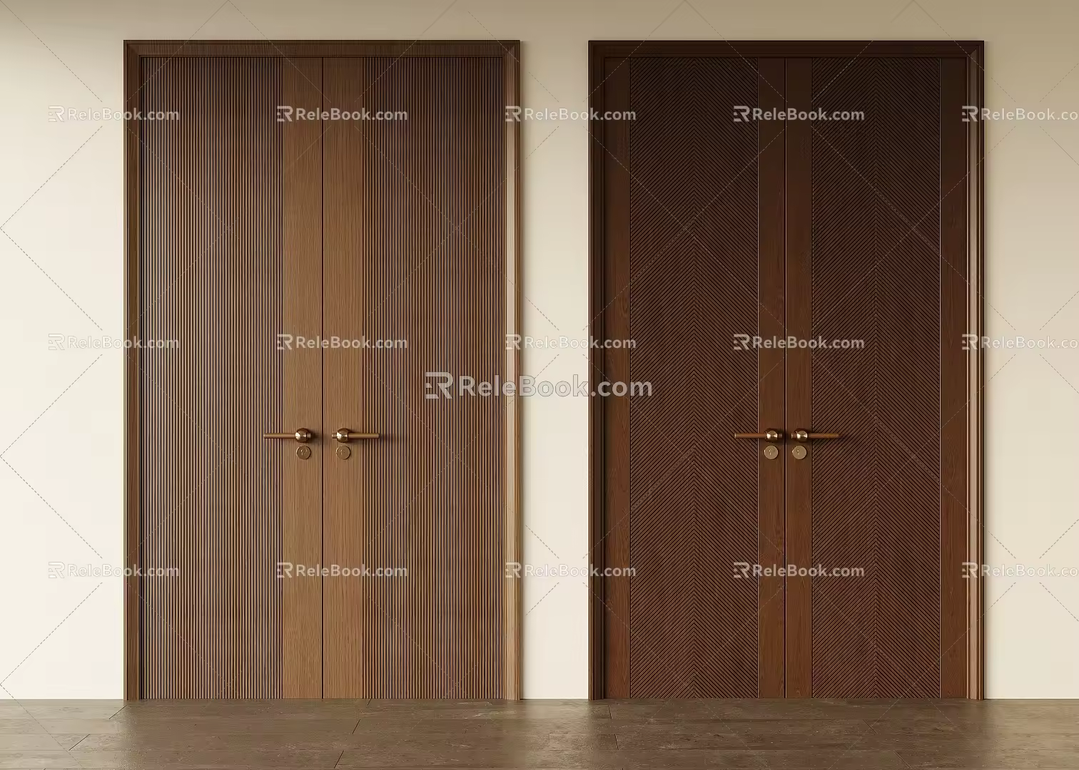 Middle Style Double Door Opposition Door 3d model