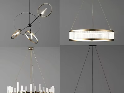Modern Chandelier Designs With Metal Frames Crystal Accents And Ring Structures For Contemporary Interior Decoration 3d model