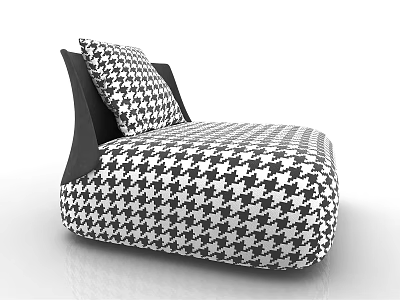 Modern Single Sofa With Houndstooth Pattern Design And Decorative Pillow Accent 3d model