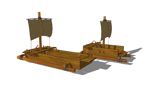 New Chinese Wooden Boat 3d model