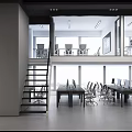 Modern Public Office Space Interior Design With CBD Signage Staircase And Work Desks