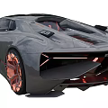 Futuristic Gray Supercar With Sleek Aerodynamic Design And Orange Sporty Wheels