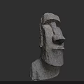 Outdoor Ancient Stone Head Landscape Sculpture With Traditional Facial Features