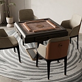 New Chinese Style Simple Mahjong Table and Chair Chess and Card Room Table and Chair Entertainment Table and Chair 3d model