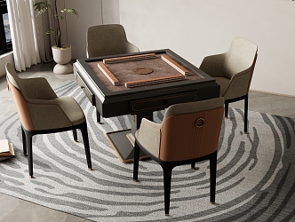 New Chinese Style Simple Mahjong Table and Chair Chess and Card Room Table and Chair Entertainment Table and Chair 3d model