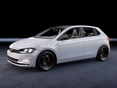 White Five Door Hatchback Car With Black Wheels And Stylish Interior 3d model
