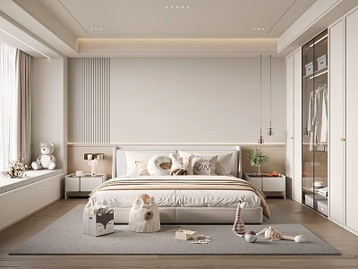 Modern Kids Bedroom Interior With Toys And Cozy Decor 3d model