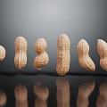 Various Shaped Peanuts In Shells Arranged On Dark Reflective Background Surface 3d model