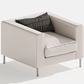 Light Beige Single Sofa With Dark Patterned Cushion And Metal Legs Design 3d model