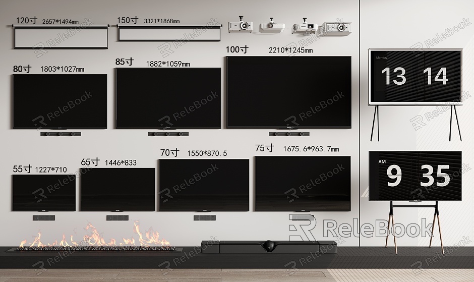 TV bracket TV audio projection curtain projector fireplace socket model