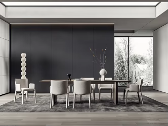 Modern Restaurant Dining Table and Chair Combination 3d model