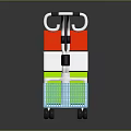 Commercial Handcart Equipment With Stacked Red White Green Blocks Blue Mesh Basket And Black Wheels