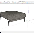 Modern Gray Fabric Upholstered Ottoman With Soft Cushion And Black Metal Legs