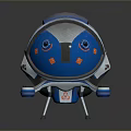 Blue And Silver Mechanical Spherical Robot With Transparent Top Hatch Support Legs And Camera Sensor 3d model