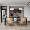 Modern Living Dining Room With Sofa Coffee Table TV Floor To Ceiling Windows And Plant