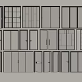 Various Sliding Door Styles With Glass Panels And Modern Frames For Interior Use 3d model
