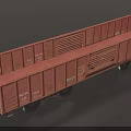 Brown Open Top Freight Train Car With Side Panels Wheels And Metal Vents