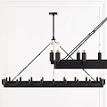 Modern Black Metal Chandelier With Linear Structure And Multiple Light Bulbs For Interior 3d model