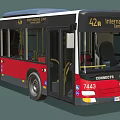 Red And Black 42 International Line Bus Connects People In City Transport