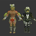 Tattooed Muscular Warrior And Armored Sci Fi Character With Silver Headgear