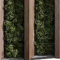 Vertical Indoor Greenery Wall With Lush Plants And Wooden Panels
